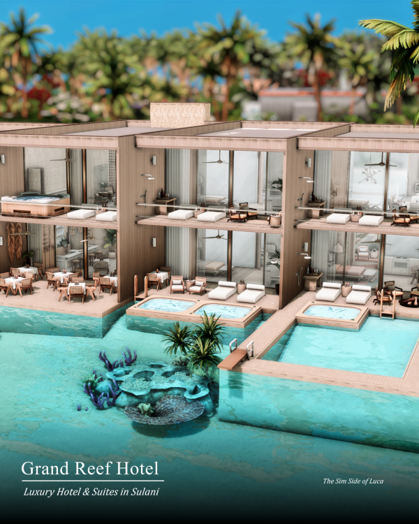 Maxis Match Grand Reef Hotel Sulani by simsfinds - The Sims 4 Custom Content