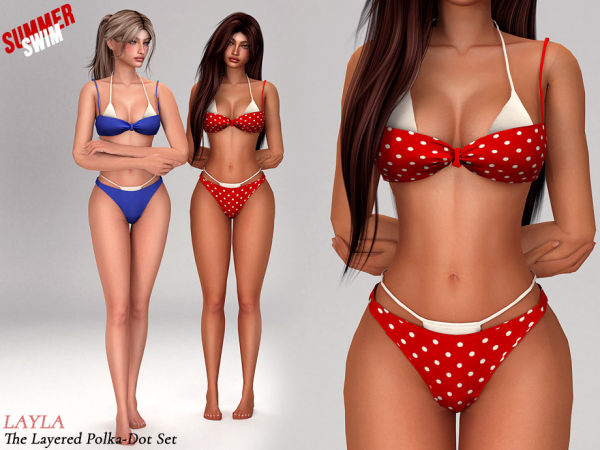 Alpha Layla Layered polka dot bikini by Layla - The Sims 4 Custom Content