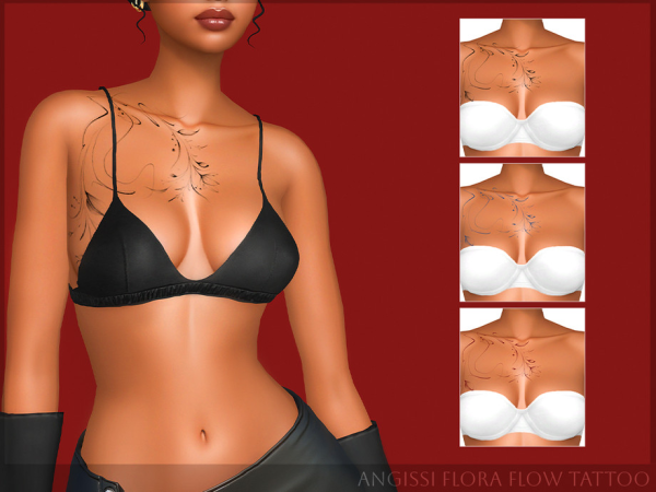 Mix Flora Flow Tattoo by ANGISSI - The Sims 4 Custom Content