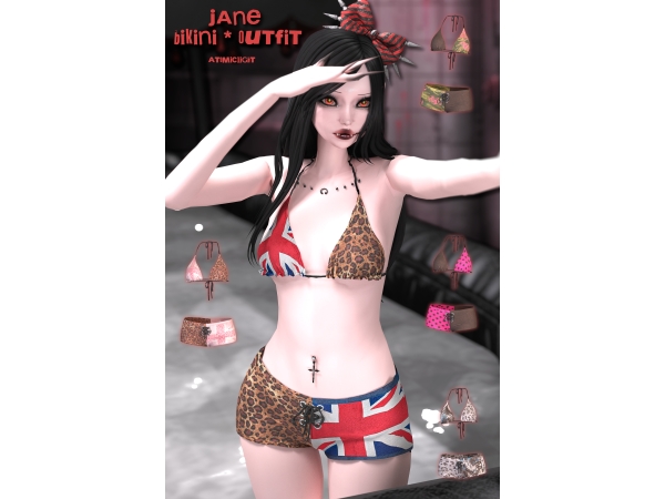 Alpha Jane swimwear outfit - The Sims 4 Custom Content