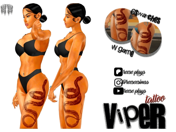 Alpha Viper thigh tattoo - The Sims 4 Custom Content