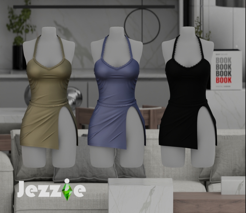 Alpha JEZZIETS4 SASKIA DRESS by jezziets4 - The Sims 4 Custom Content