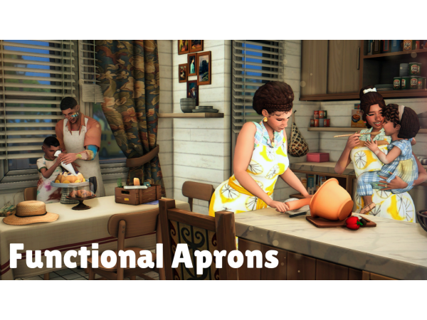Mix Functional Aprons Mod by tinycoffeecups - The Sims 4 Custom Content