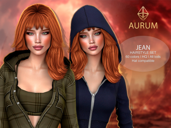 Alpha Aurum Jean hair set - The Sims 4 Custom Content
