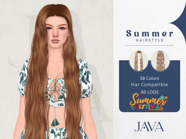 Alpha Summer Festival Summer (Hairstyle) by Ursidxe - The Sims 4 Custom Content