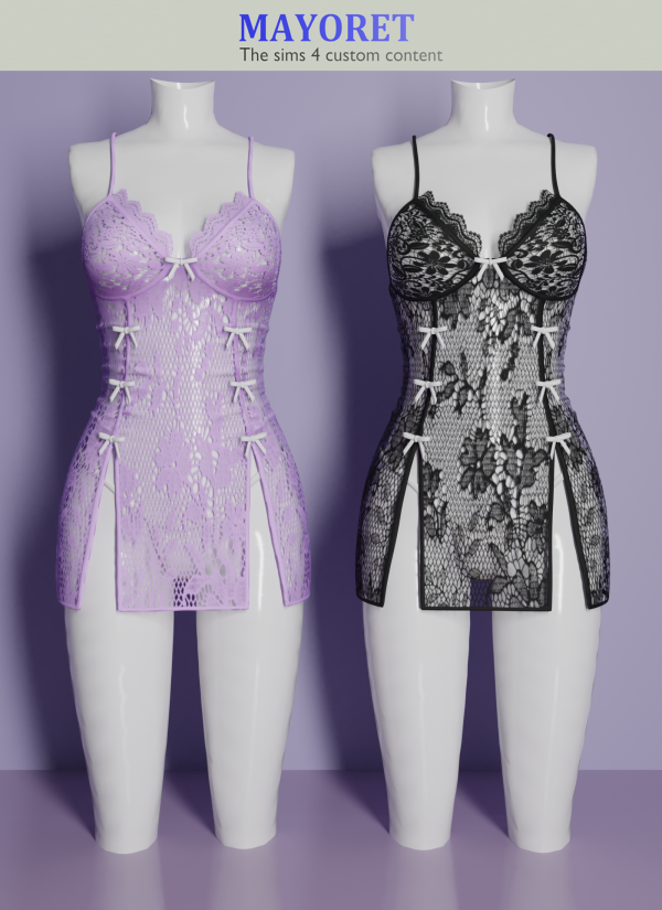 Alpha LS Badre Mini dress by mayoret - The Sims 4 Custom Content