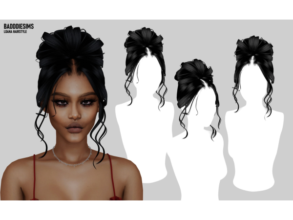 Mix BADDDIESIMS LOANA HAIRSTYLE - The Sims 4 Custom Content