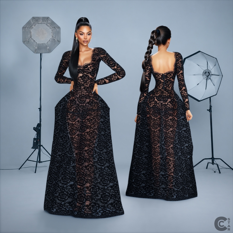 Alpha Sheer Lace Ballgown with Overskirt by cool_content_star - The Sims 4 Custom Content
