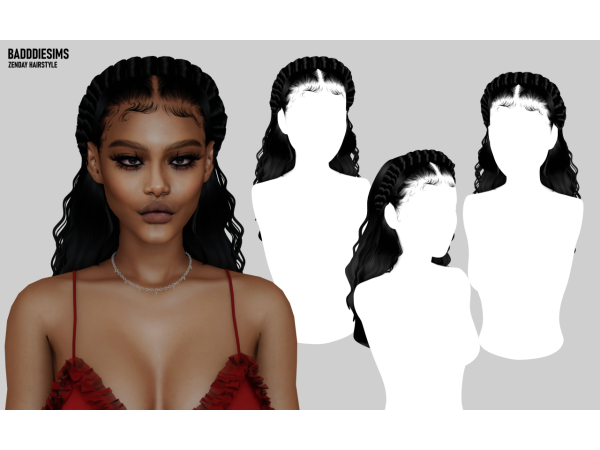 Mix BADDDIESIMS ZENDAY HAIRSTYLE - The Sims 4 Custom Content