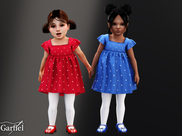 Alpha Toddler Dainty polka dot dress with flutter sleeves by Garfiel - The Sims 4 Custom Content