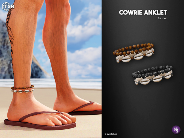 Alpha Cowrie Shell Anklet for men - The Sims 4 Custom Content