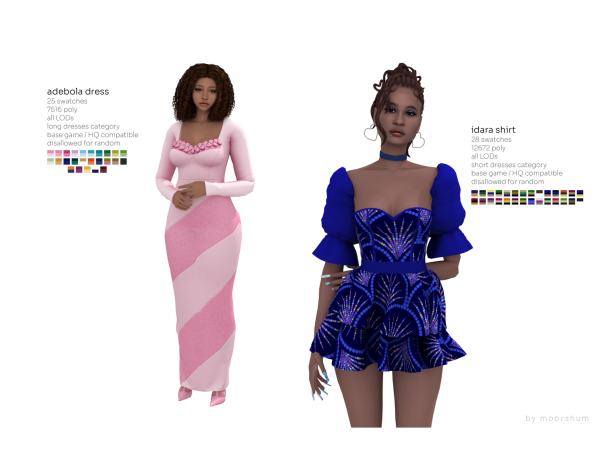 Maxis Match idara shirt adebola dress commissions by moorshum - The Sims 4 Custom Content