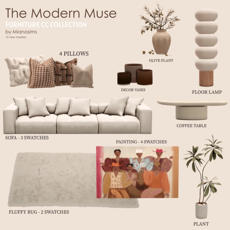 Alpha The Modern Muse Furniture Collection Mianosims - The Sims 4 Custom Content