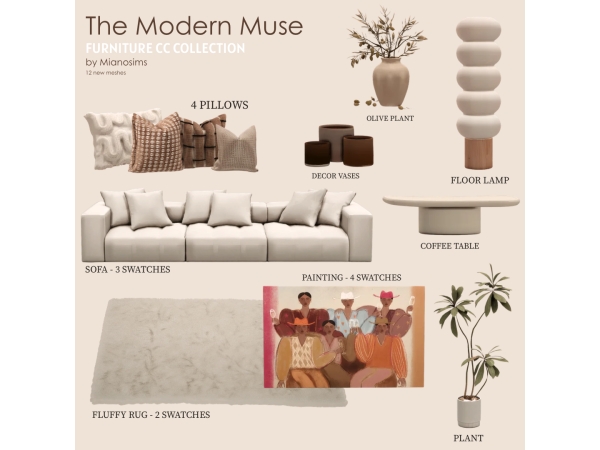 Alpha The Modern Muse Furniture Collection Mianosims - The Sims 4 Custom Content