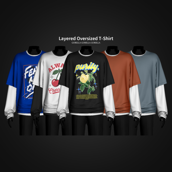 Alpha Layered Oversized T Shirt by simsfinds - The Sims 4 Custom Content