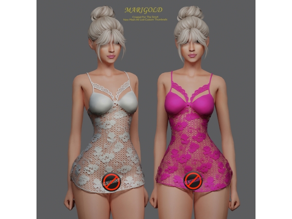 Alpha MARIGOLD TS4_SOFIA DRESS LACE - The Sims 4 Custom Content