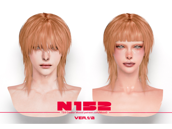 Alpha MoooD Hair N152 VER12 - The Sims 4 Custom Content
