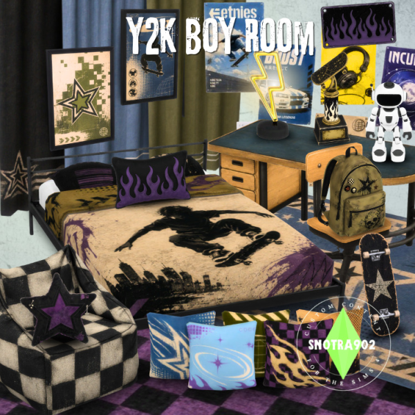 Mix Y2K Boy Room by simsfinds - The Sims 4 Custom Content