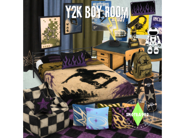 Mix Y2K Boy Room by Snotra902 - The Sims 4 Custom Content
