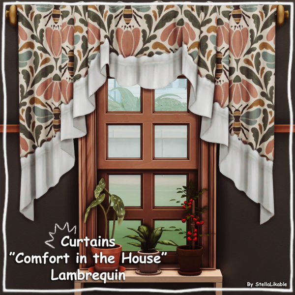 Maxis Match Curtains Comfort in the House Lambrequin by simsfinds - The Sims 4 Custom Content