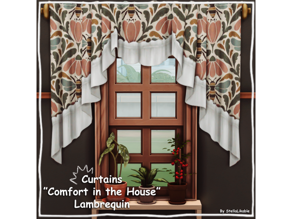 Maxis Match Curtains Comfort in the House Lambrequin by StellaLikable - The Sims 4 Custom Content