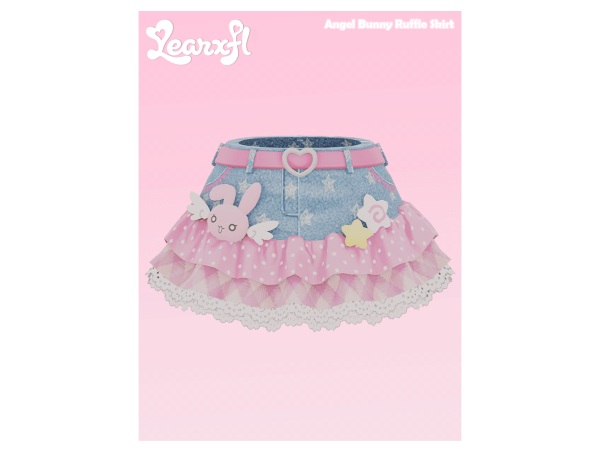 Mix 3 Angel Bunny Ruffle Skirt ANIME BTM 44 by Learxfl - The Sims 4 Custom Content