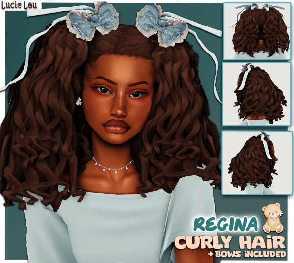 Maxis Match Regina Curly Pigtails by simsfinds - The Sims 4 Custom Content