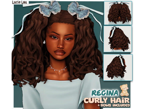 Maxis Match Regina Curly Pigtails by LucieLouSims - The Sims 4 Custom Content