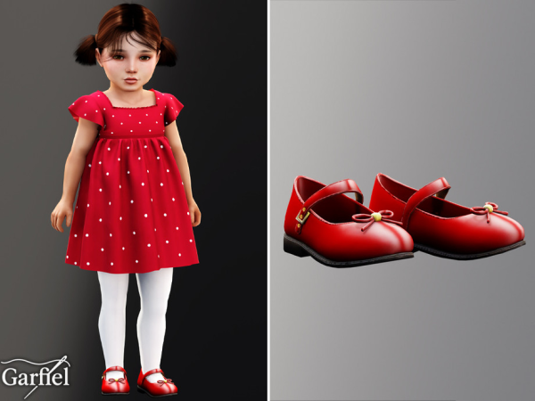 Alpha Toddler Classic Mary Jane shoes with delicate bow detail by Garfiel - The Sims 4 Custom Content