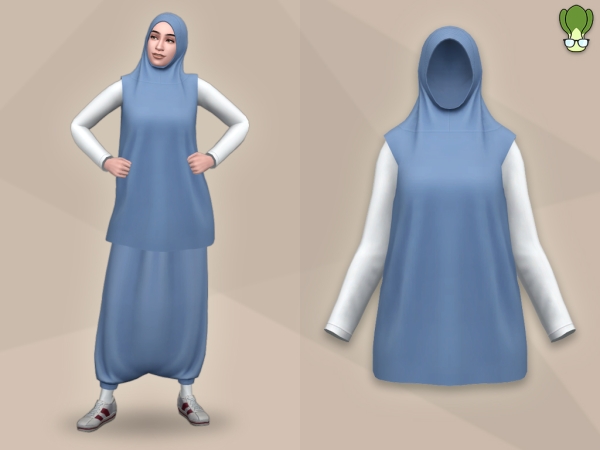 Maxis Match Modest Wear Sporty Hijab Top - The Sims 4 Custom Content