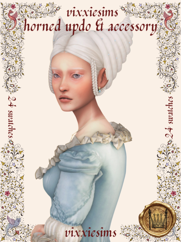 Maxis Match horned updo and accessory by simsfinds - The Sims 4 Custom Content