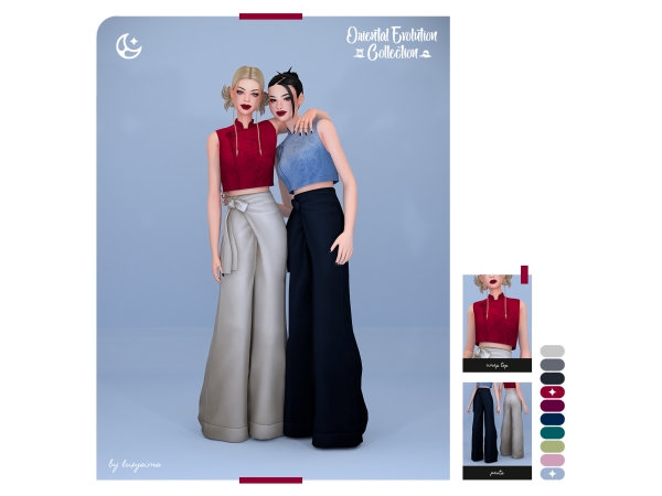 Maxis Match Wrap Top Pants Oriental Evolution Collection - The Sims 4 Custom Content