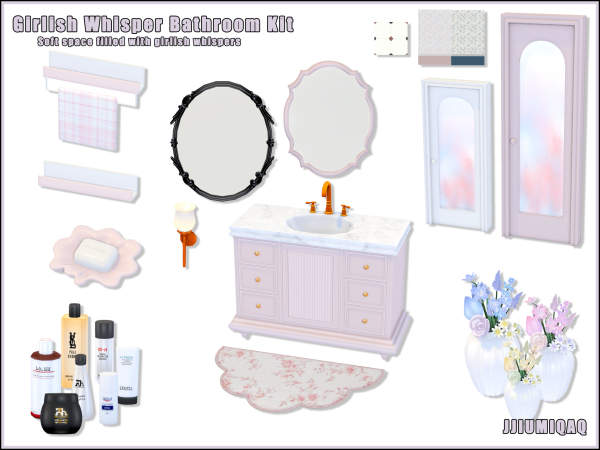 Maxis Match JIUMIQAQ Girlish Whisper Bathroom Kit - The Sims 4 Custom Content