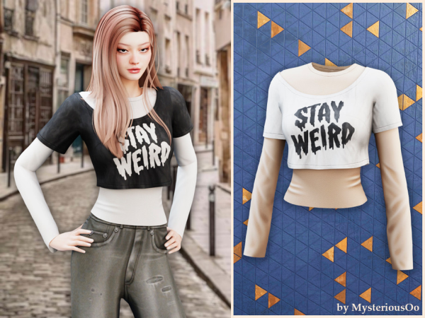 Alpha Stay weird crop top by MysteriousOo - The Sims 4 Custom Content