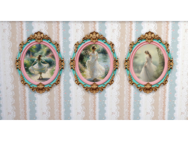 Alpha Rosabelle vintage paintings by Atino00 - The Sims 4 Custom Content