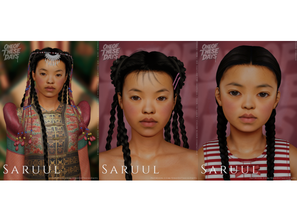 Sims 4 Alpha Maquiagem CC: 🌍 SOTW : Mongolia 🌍Saruul - SKIN/SKINOVERLAY + CHILD VERSION + facemask, lipstick & tray files