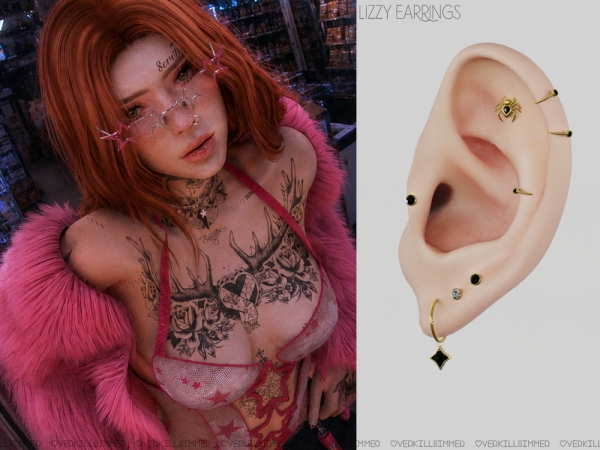Mix Lizzy earrings - The Sims 4 Custom Content