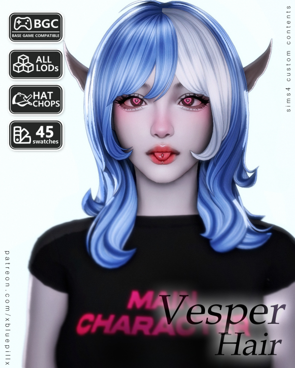 Maxis Match (Bluepill) 2026DROP_70_AF_Vesper Hair by simsfinds - The Sims 4 Custom Content