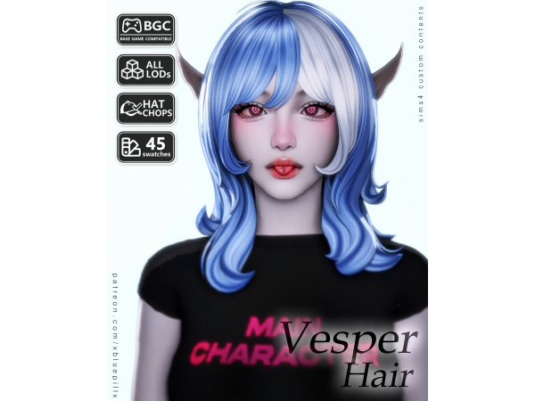 Maxis Match (Bluepill) 2026DROP_70_AF_Vesper Hair - The Sims 4 Custom Content