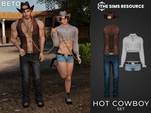 Alpha Hot Cowboy Set by Beto_ae0 - The Sims 4 Custom Content