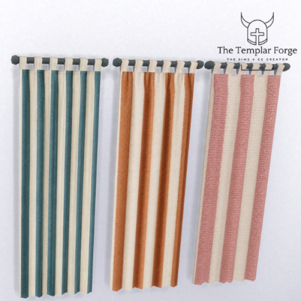 Maxis Match Heritage Stripe Curtains by simsfinds - The Sims 4 Custom Content