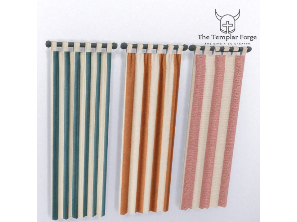 Maxis Match Heritage Stripe Curtains by TheTemplarForge - The Sims 4 Custom Content