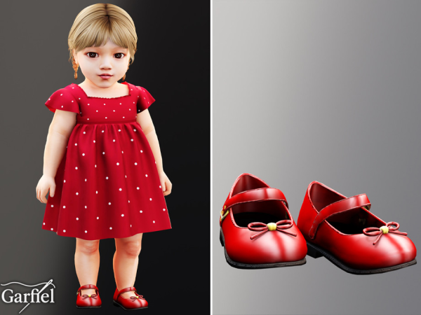 Alpha Infant Classic Mary Jane shoes with dainty bow accents by Garfiel - The Sims 4 Custom Content