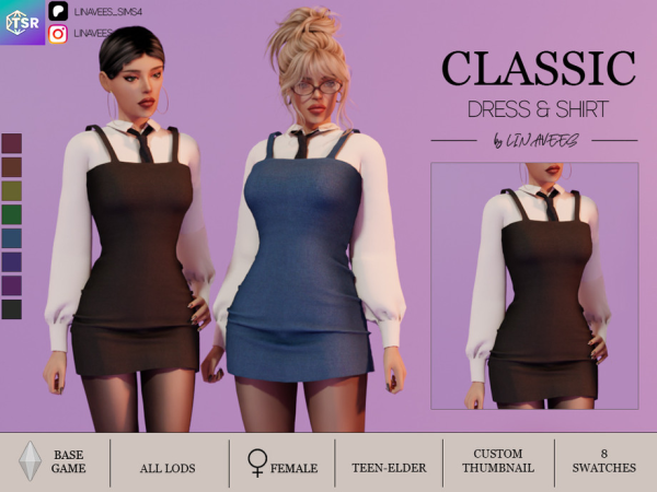 Alpha CLASSIC DRESS AND SHIRT WITH TIE by linavees - The Sims 4 Custom Content