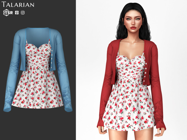 Alpha Khaleesi Sweetheart Dress with Cropped Cardigan by talarian - The Sims 4 Custom Content