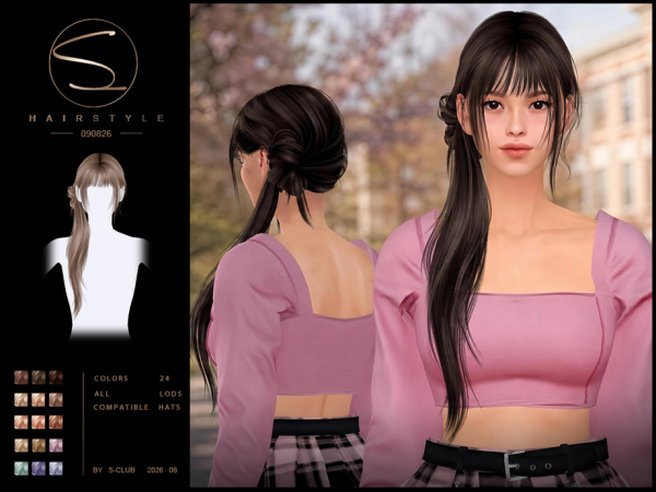 Alpha S club side bun ponytail hairstyle Club by S - The Sims 4 Custom Content