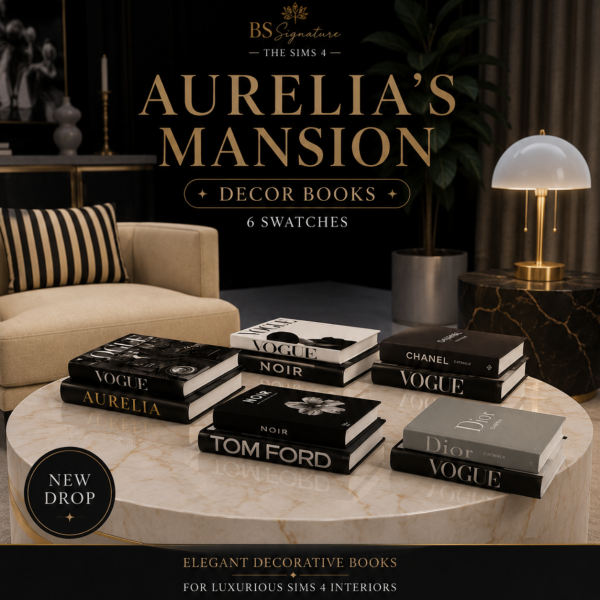 Alpha AURELIA MANSION DECOR BOOKS MEMBERS DROP by simsfinds - The Sims 4 Custom Content