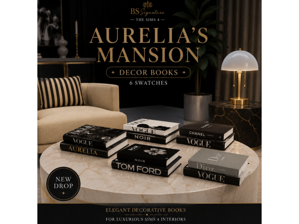 Alpha AURELIA MANSION DECOR BOOKS MEMBERS DROP by bssignature - The Sims 4 Custom Content