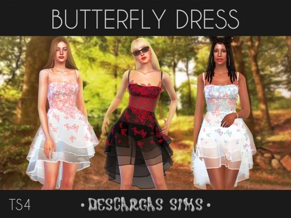 Alpha Butterfly Dress - The Sims 4 Custom Content