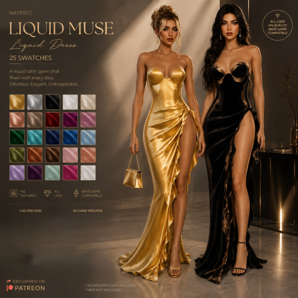 Alpha LIQUID MUSEDress by simsfinds - The Sims 4 Custom Content